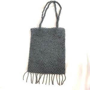 BEADED BAG MADE ONLY‎ OF BEADS Gunmetal Black